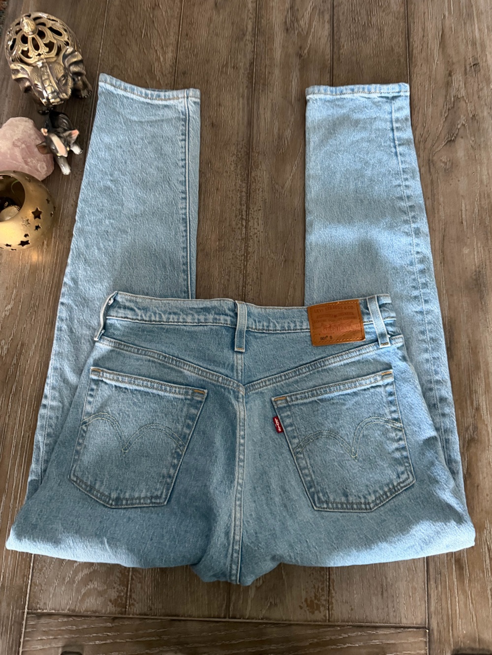 Light Blue 501 Premium Denim Jeans - Skinny Classic Button-Fly - Picture 6 of 14